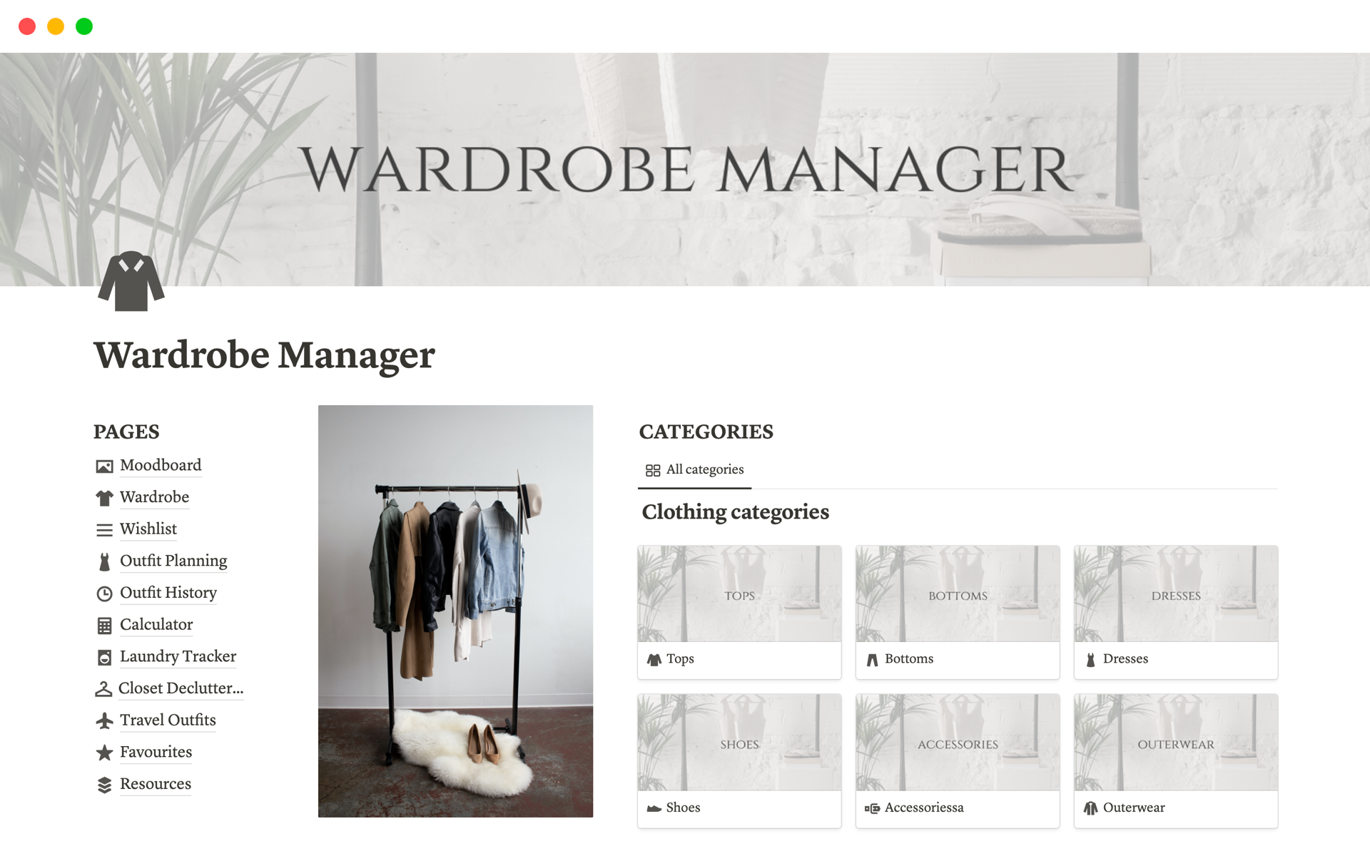 Outfit planner template by stencilology | notion marketplace