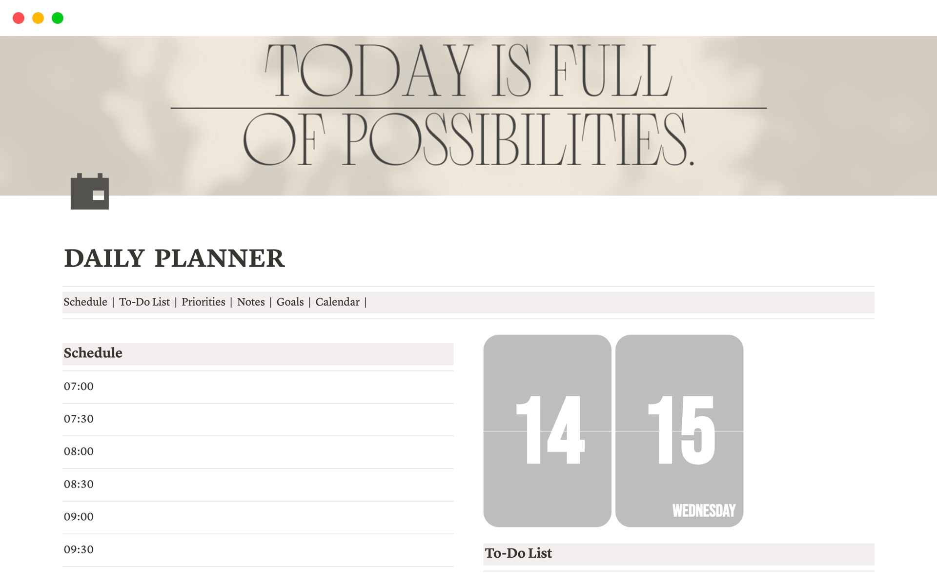 DAILY PLANNER | Notion Template