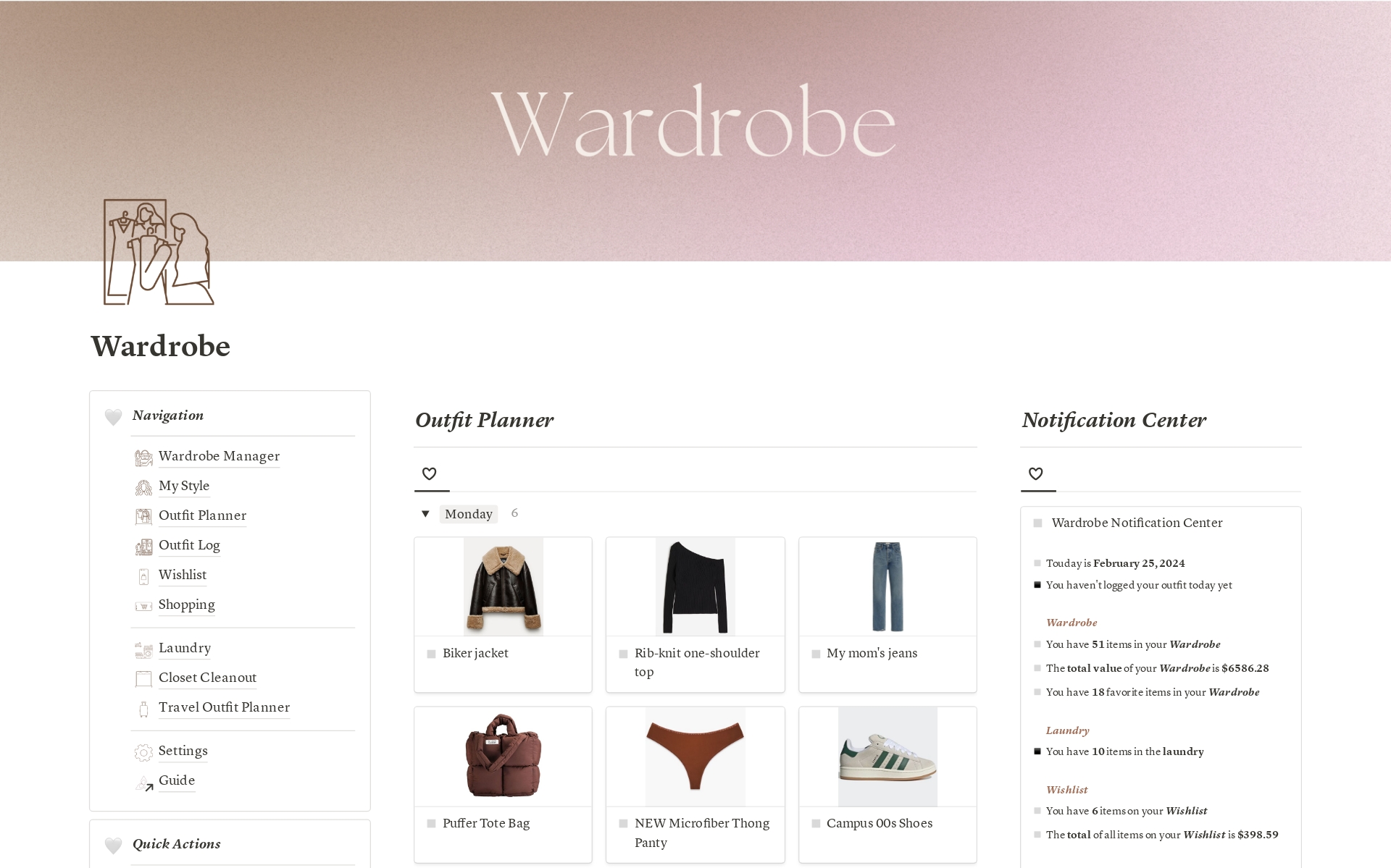 Wardrobe | Outfit Planner Template | Notion Marketplace