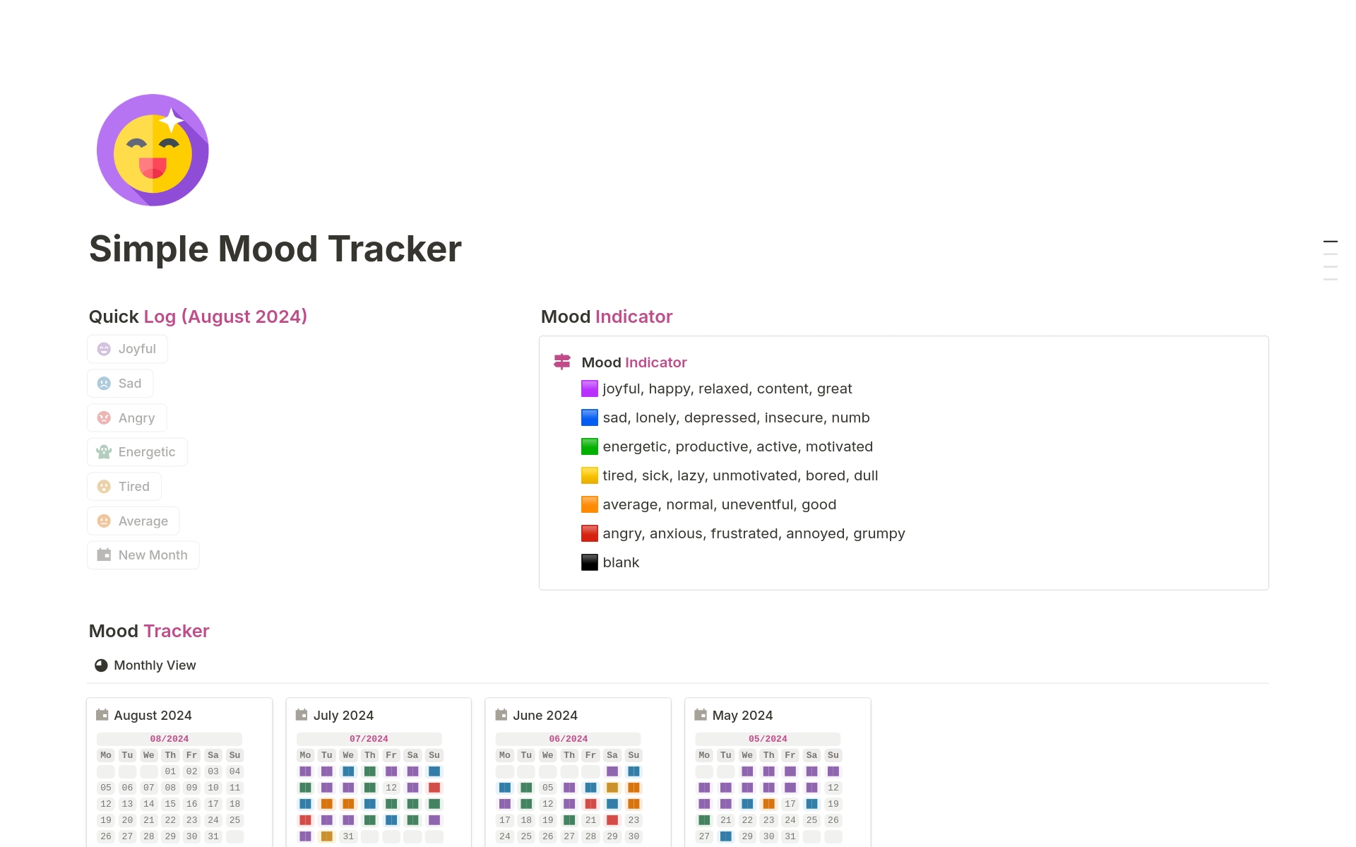 Simple Mood Tracker のプレビュー