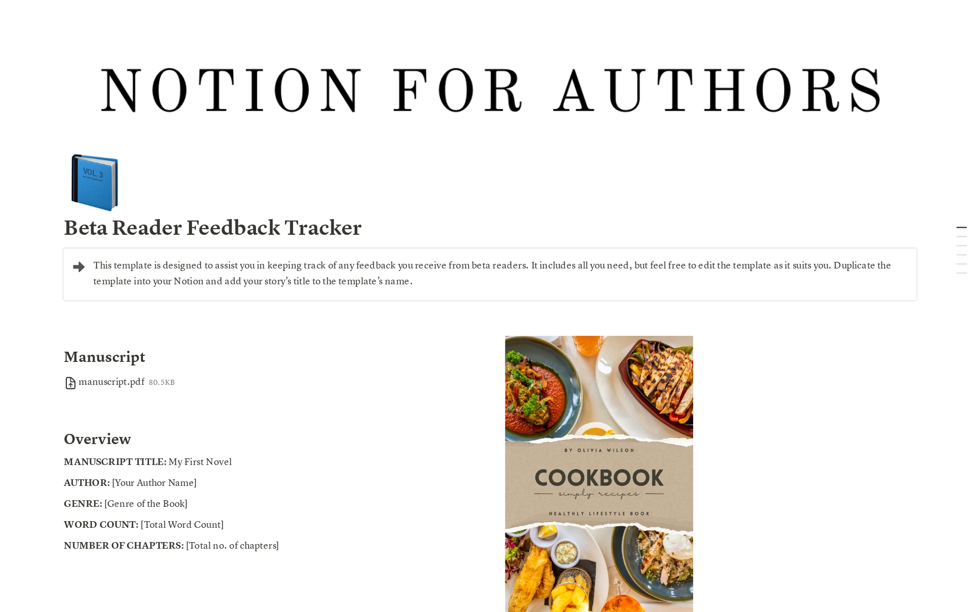 Beta Reader Feedback Tracker Template by Notion for Authors | Notion ...