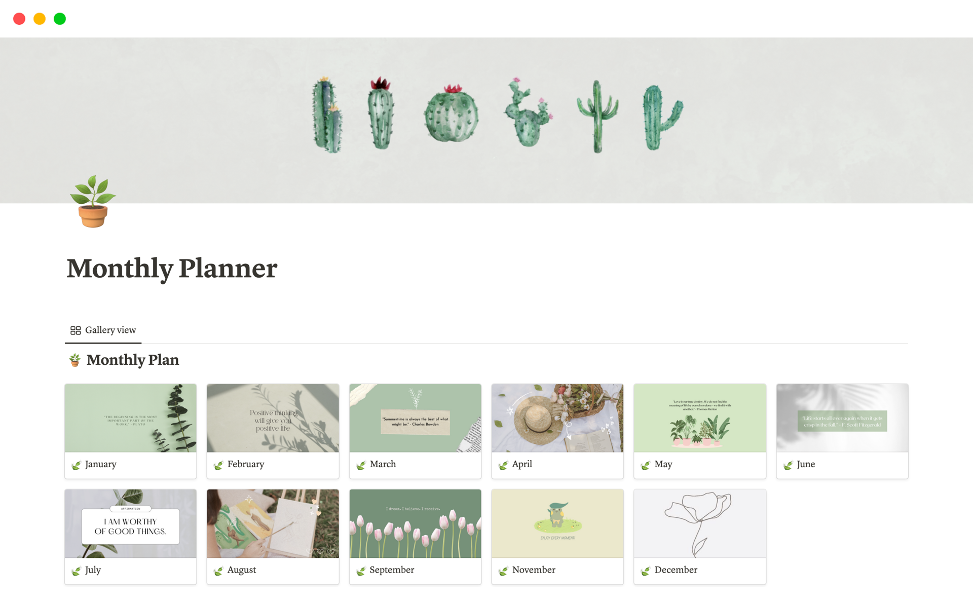 Monthly Planner | Notion Template