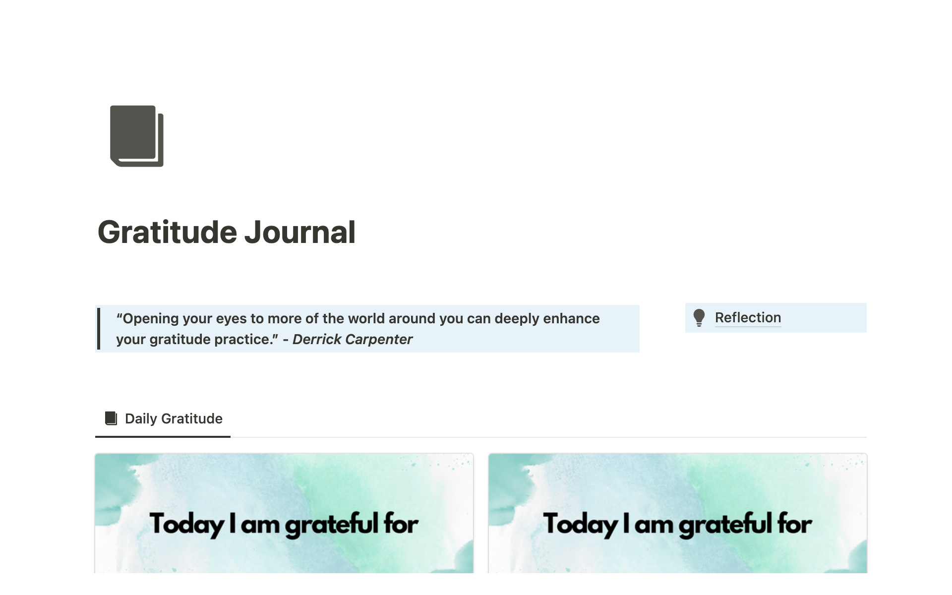 Notion Gratitude Journal のプレビュー