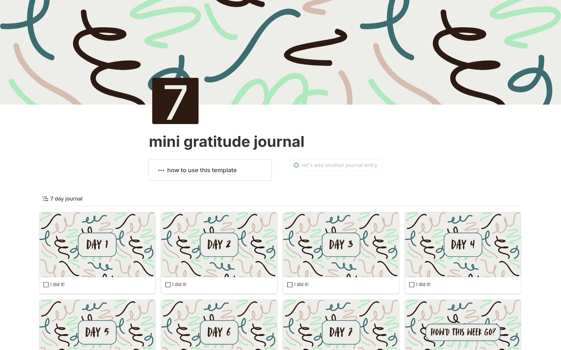 7 day mini gratitude journal のプレビュー
