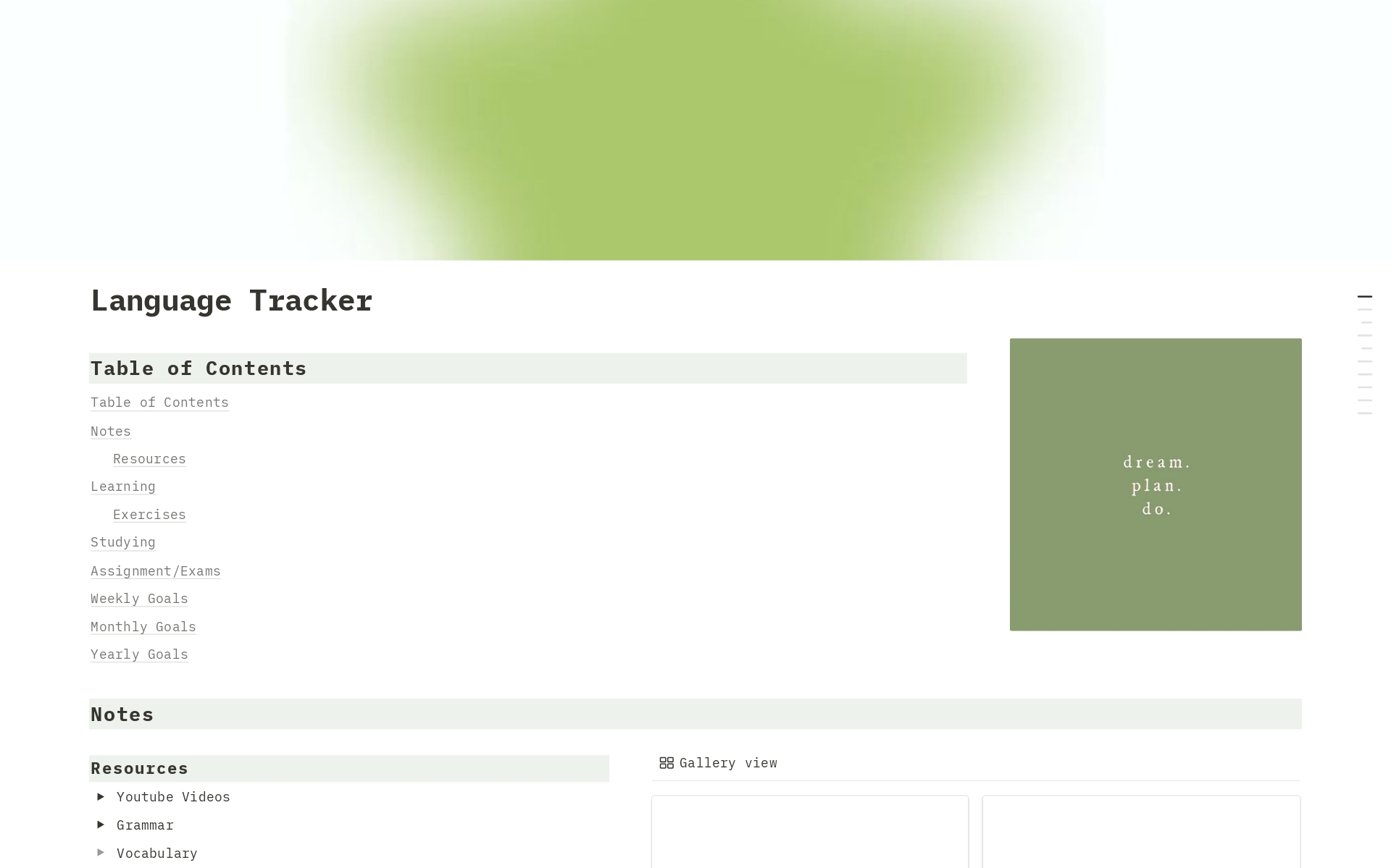 Language Tracker のプレビュー