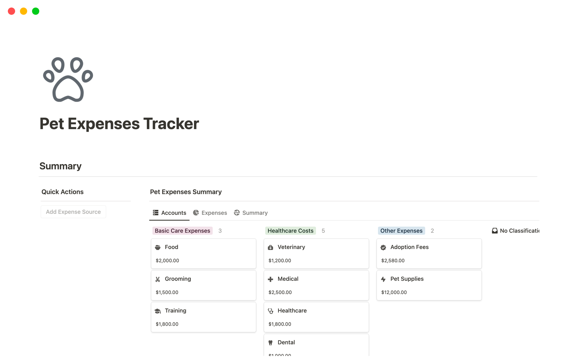 Pet Expenses Tracker のプレビュー