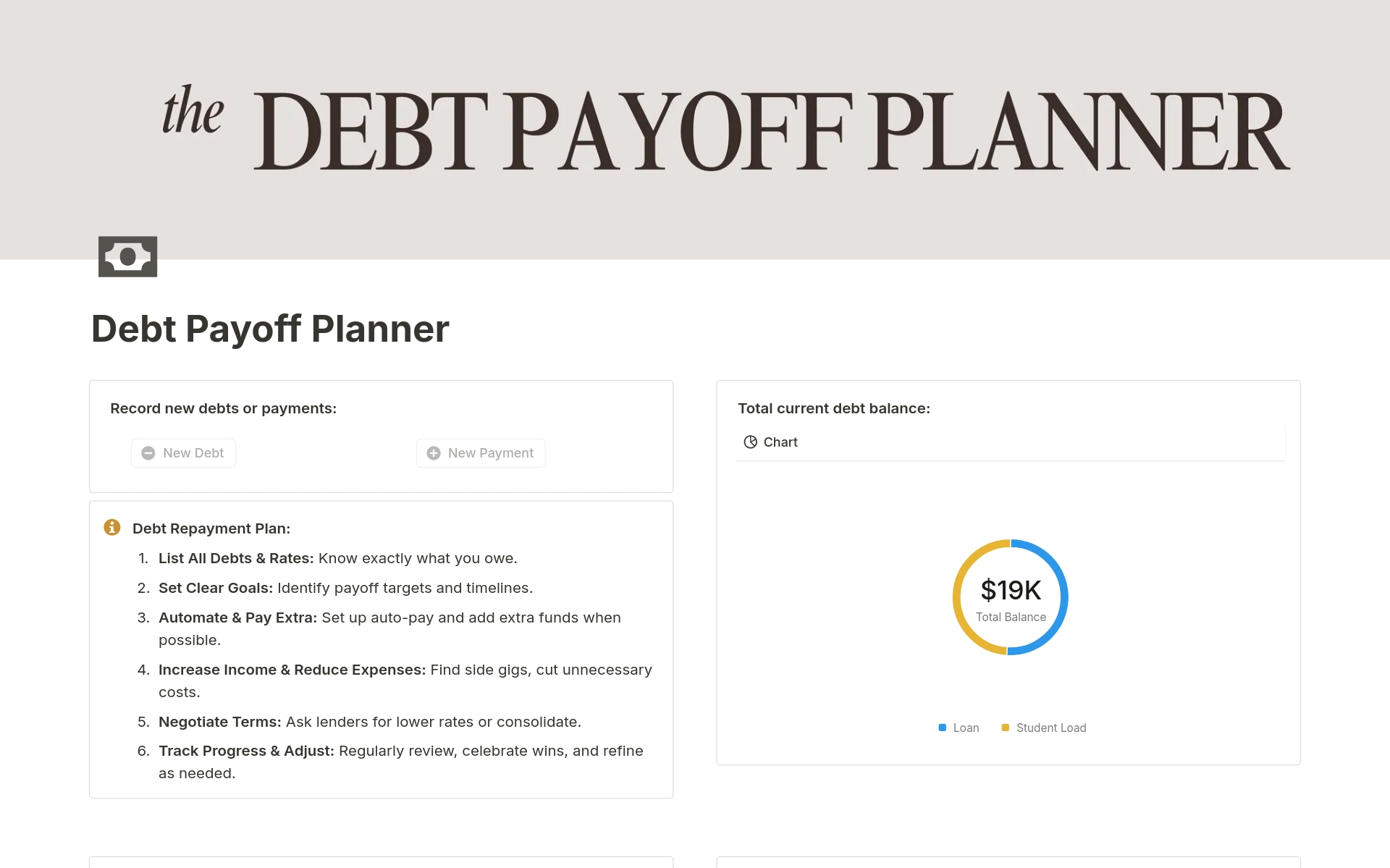 Debt Payoff Planner | Debt Repayment Tracker のプレビュー