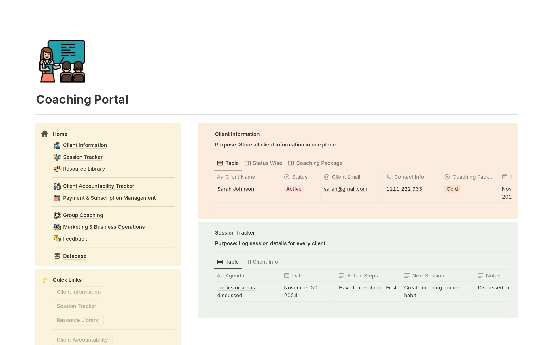 Coaching Portal のプレビュー