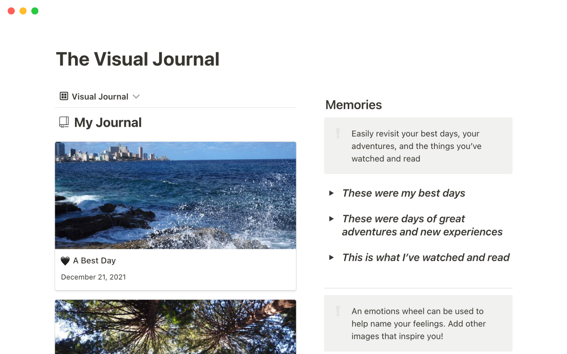 Visual journal のプレビュー