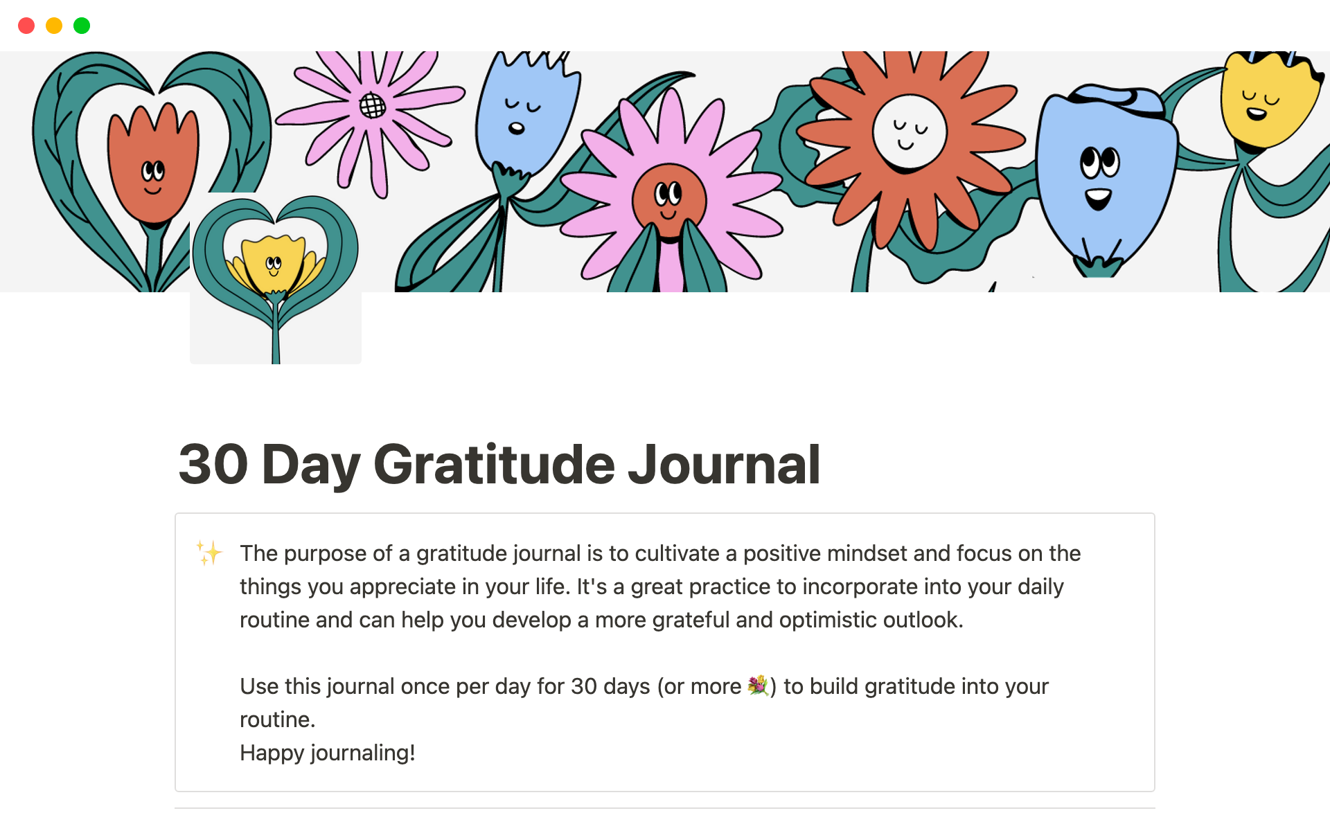 30 Day Gratitude Journal のプレビュー