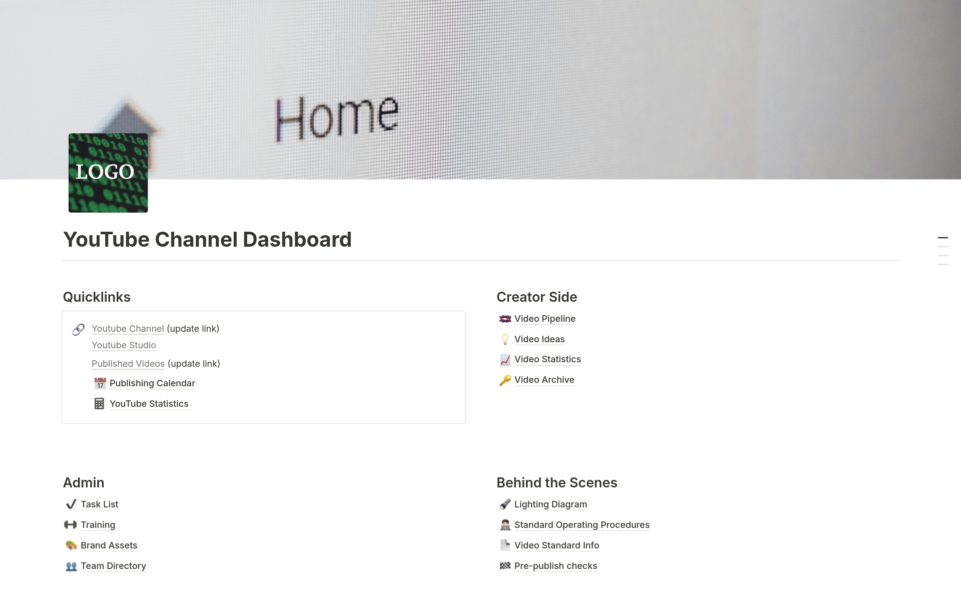 YT Channel Dashboard Template by ThatTemplatePlace Notion