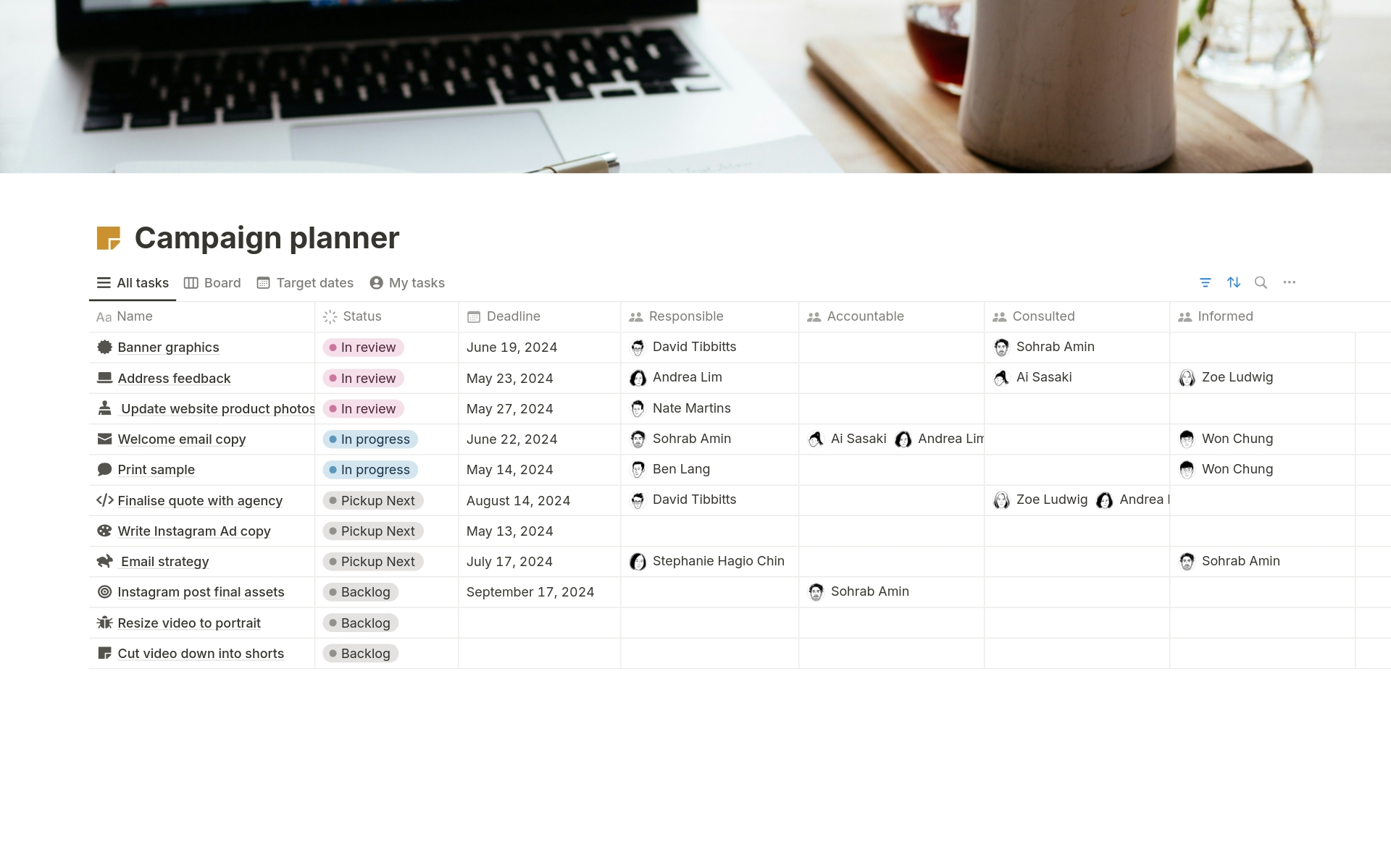 Campaign planner with RACI 2025 Template | Notion Marketplace