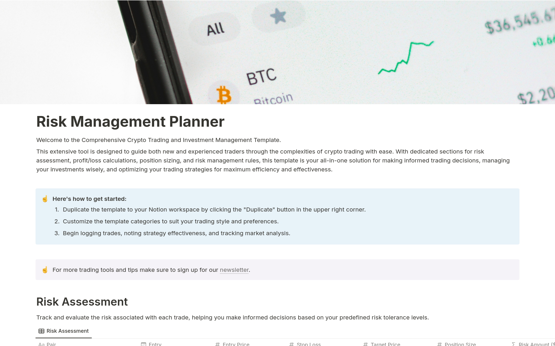 Crypto Risk Management Planner Template | Notion Marketplace
