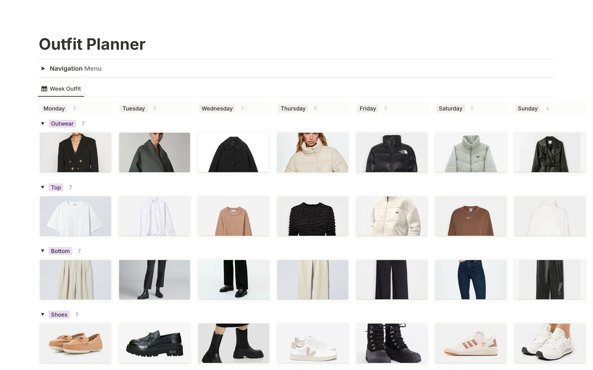 Outfit Planner Online Template