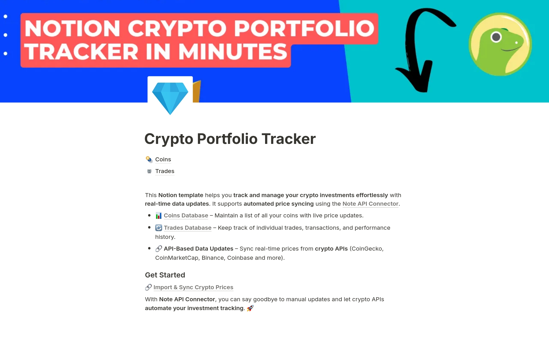 Automated Crypto Portfolio Tracker (Live Updates) Template | Notion  Marketplace