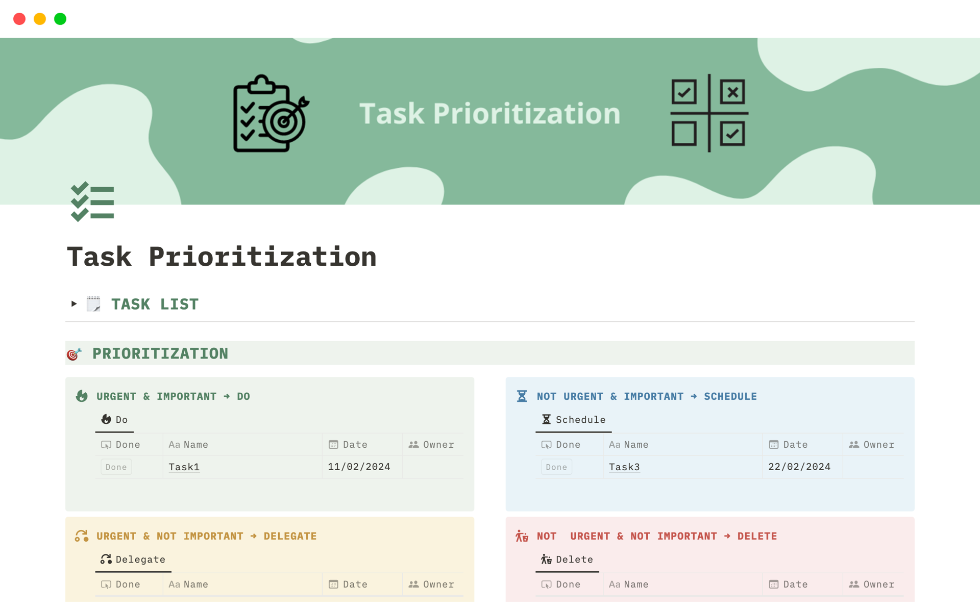 Task Prioritization Group Simple Task Prioritization Template by Djokavex | Notion Marketplace