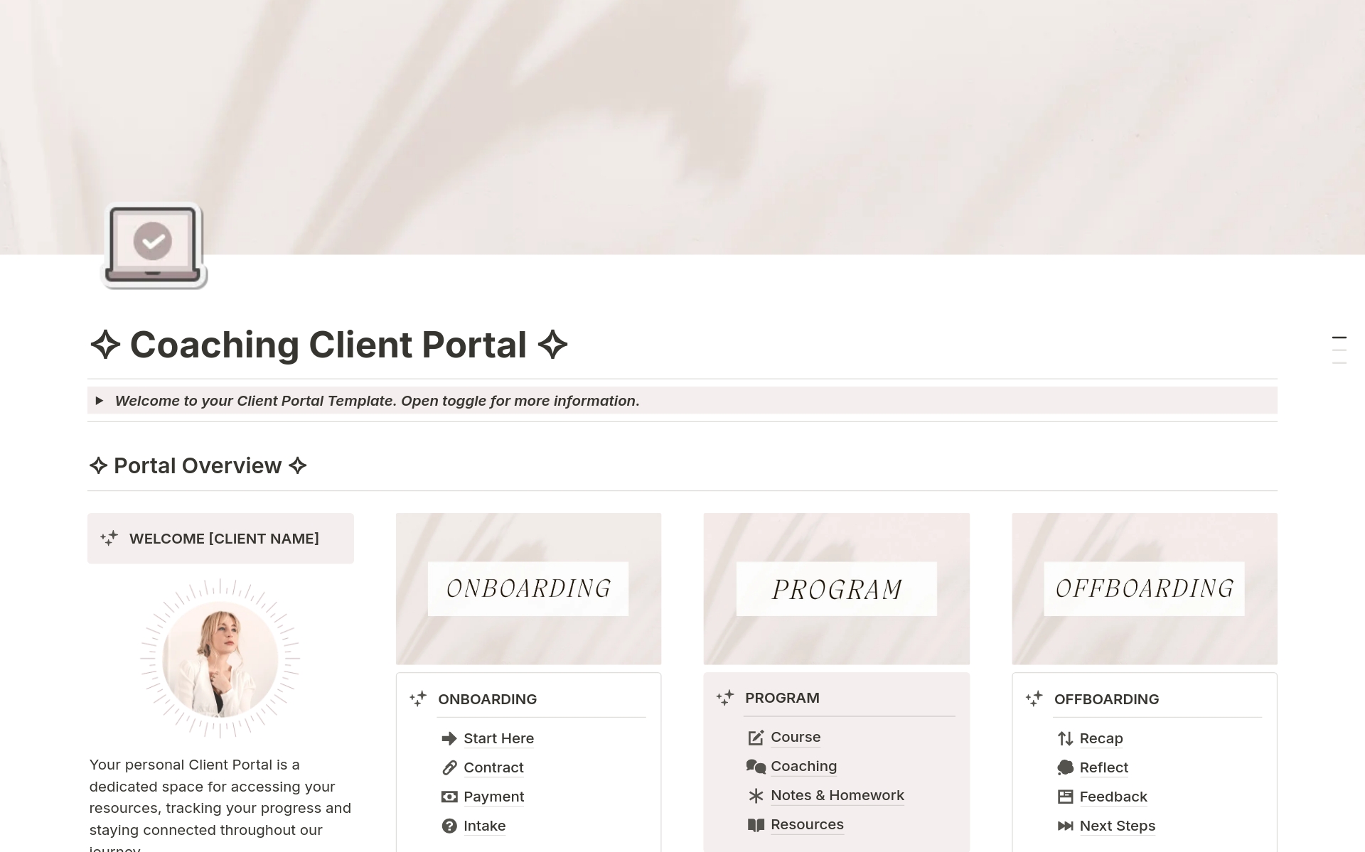 Coaching Client Portal のプレビュー