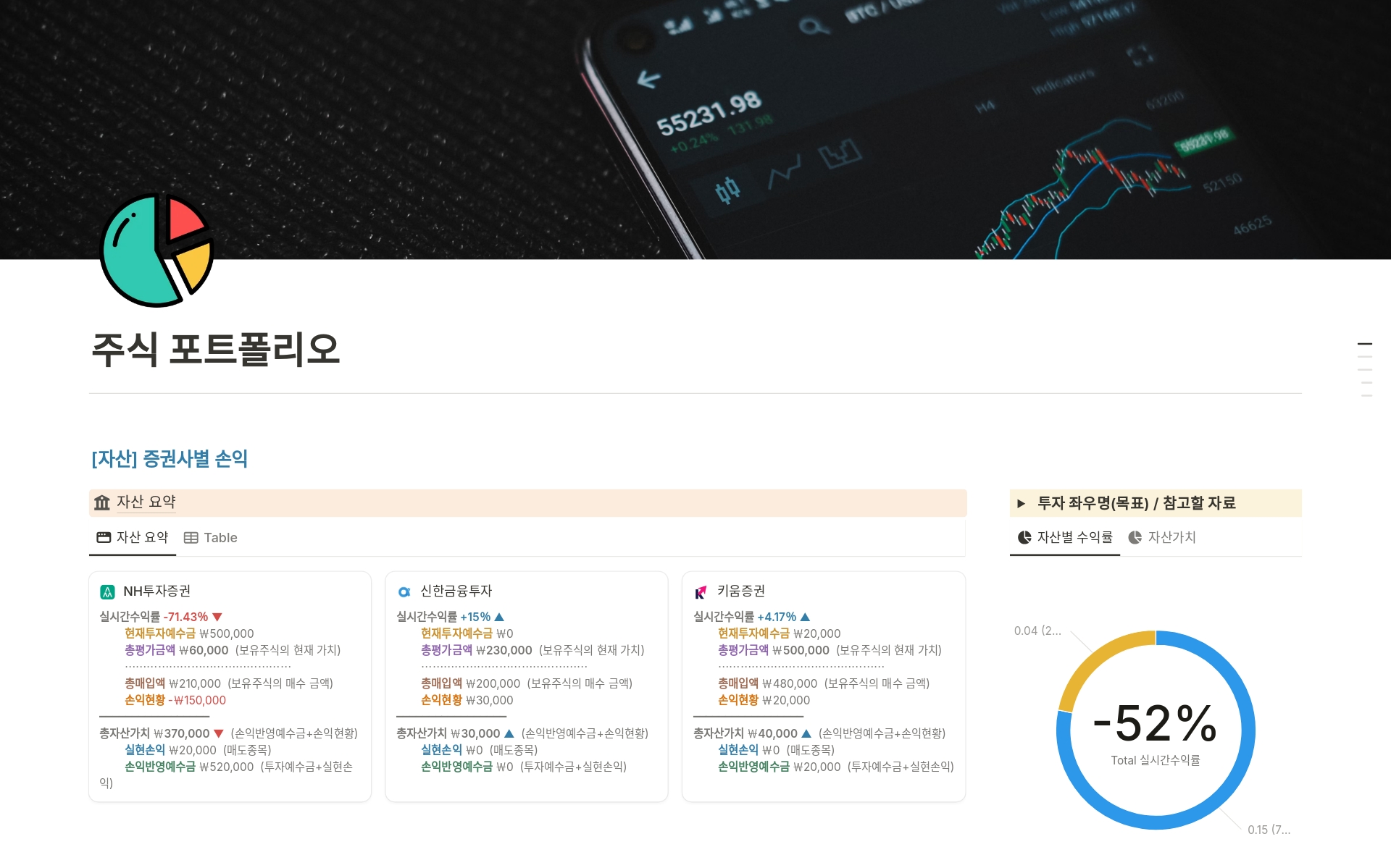 주식 포트폴리오 자산 관리 Template by 취향의 사계절 | Notion Marketplace