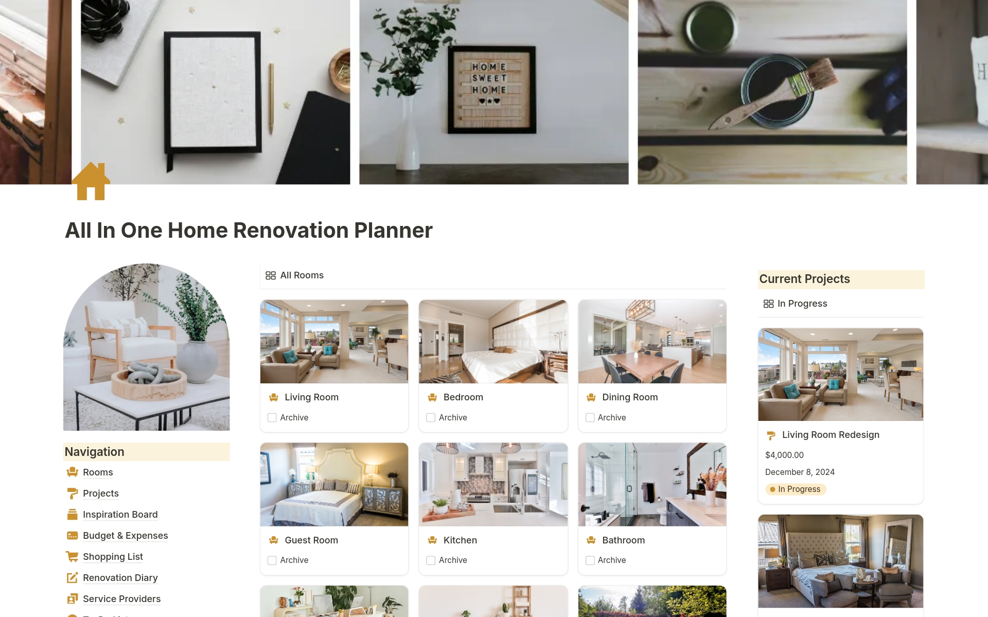 All in One Home Renovation Planner Template | Notion Marketplace