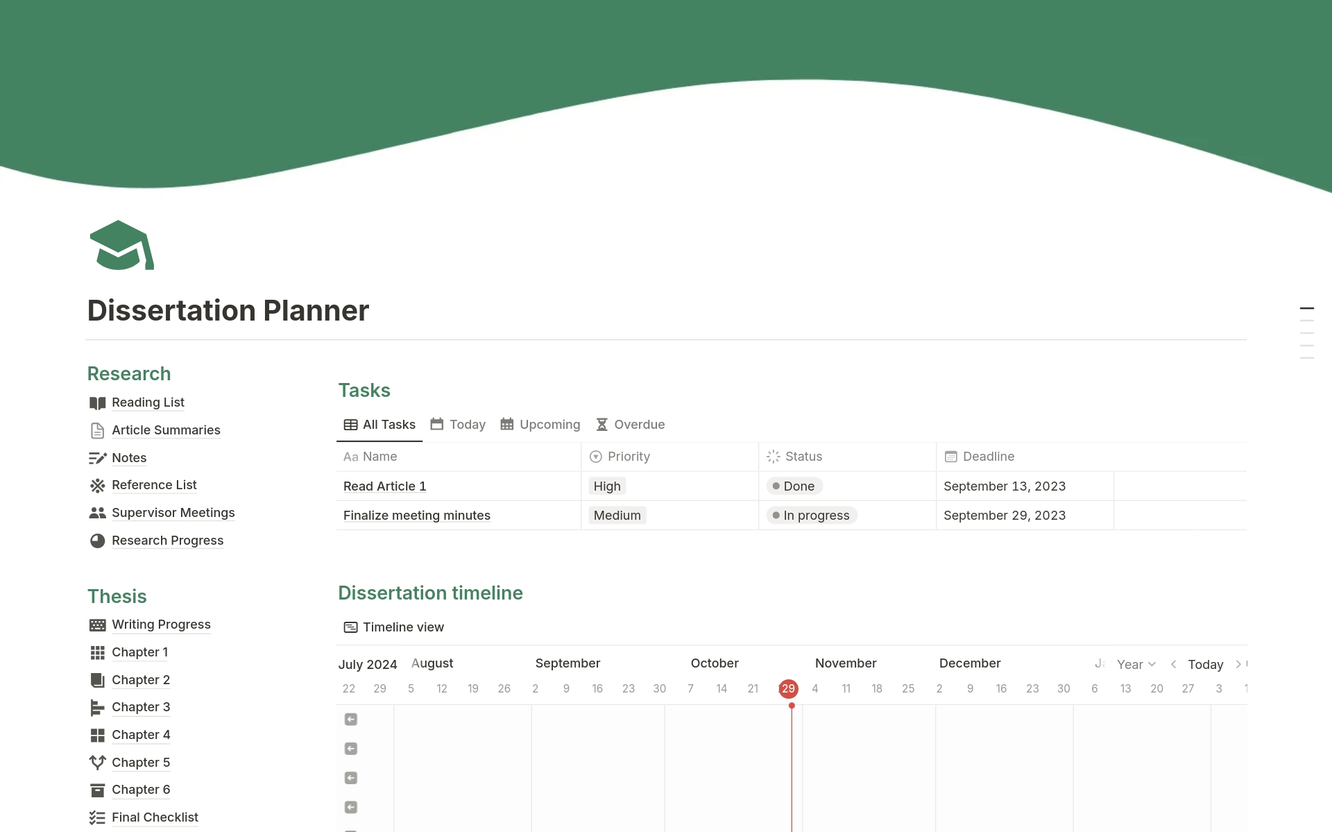Dissertation Planner Template by Notion nerd | Notion Marketplace