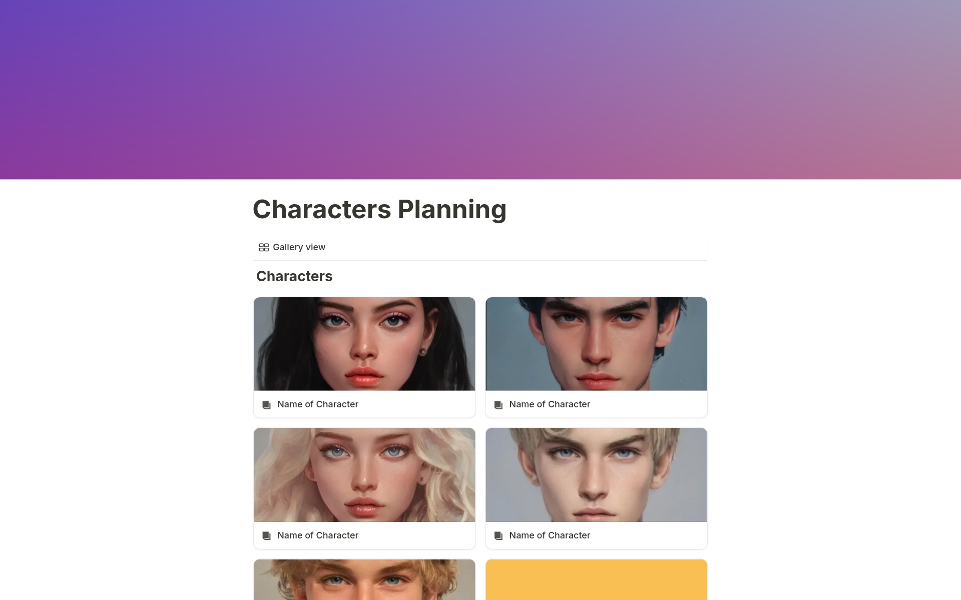 Character Planning Template by Kalina Skoczylas | Notion Marketplace