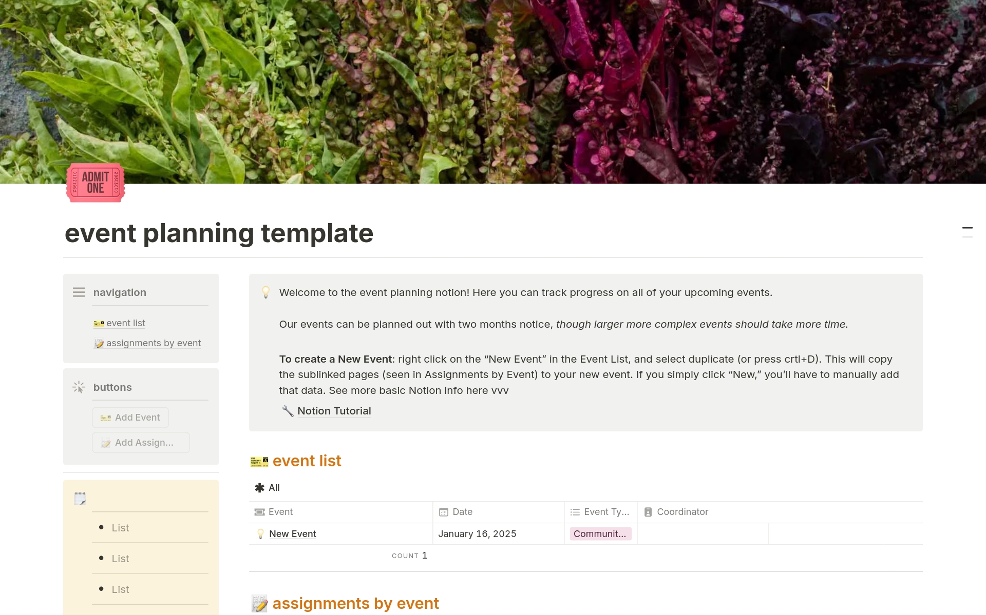 Community Event Planning のプレビュー