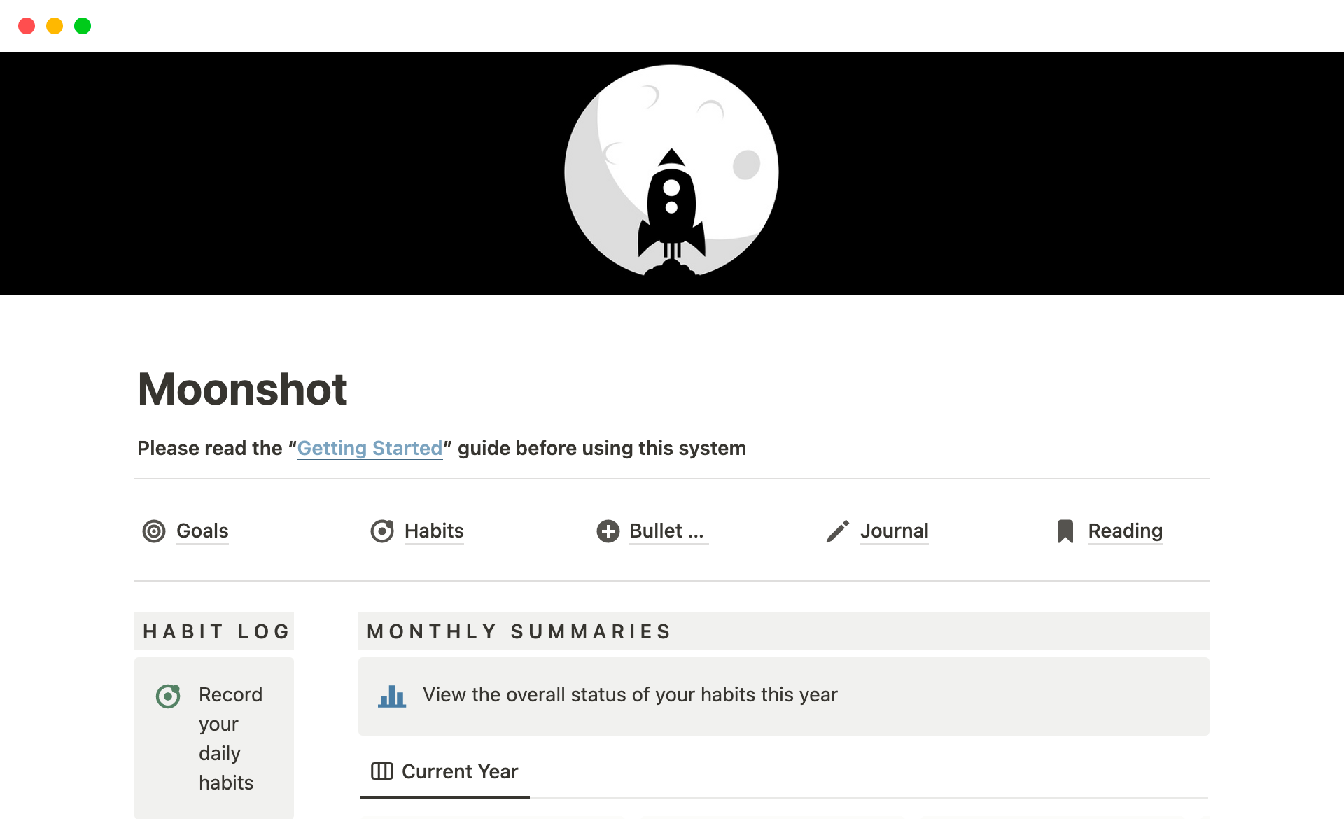 Moonshot - Resolution & Goal Management Board Template | Notion Marketplace