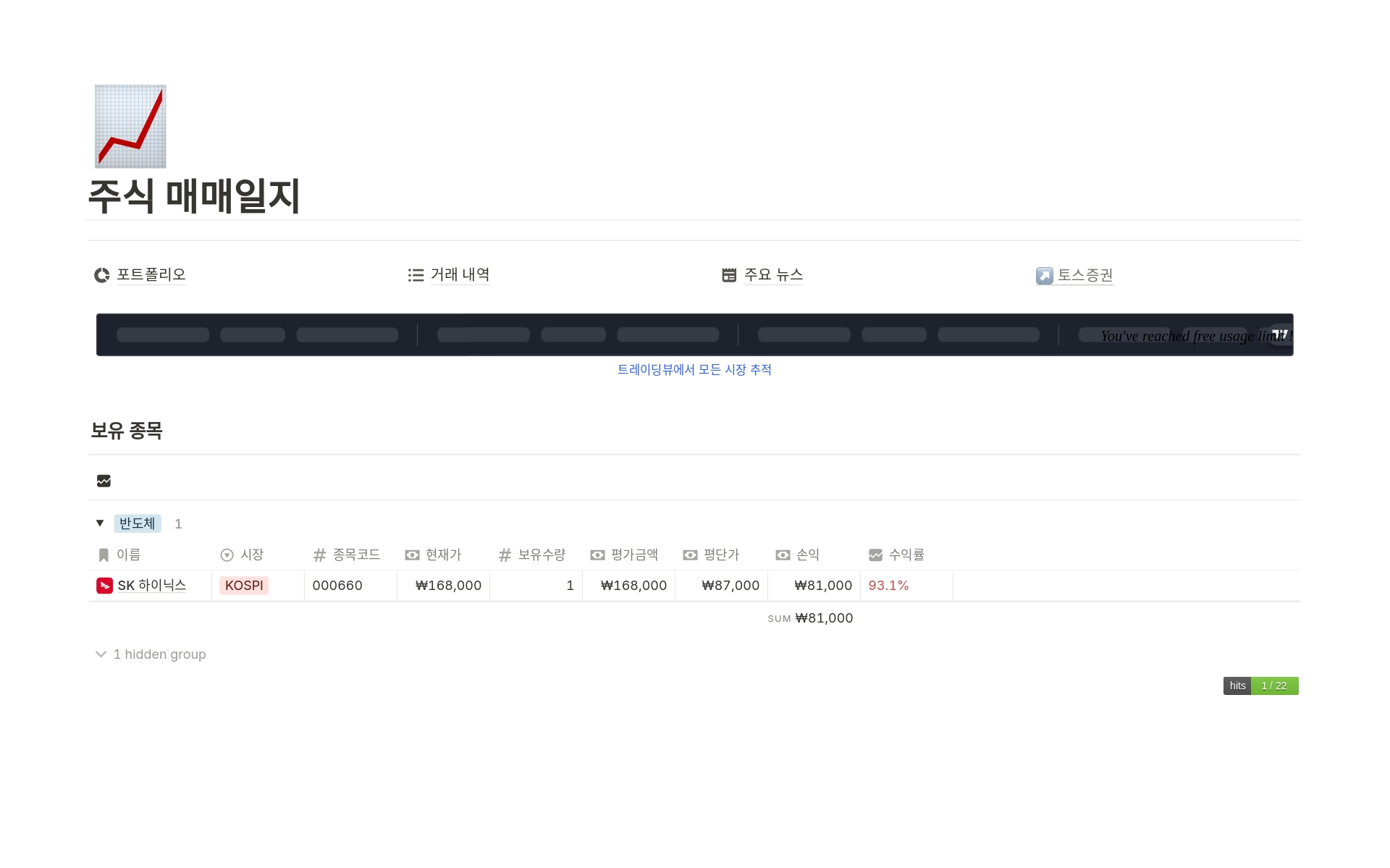 Modelo 주식 매매일지 | Marketplace do Notion