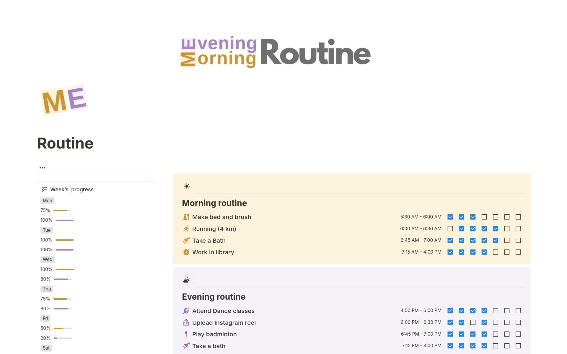 Notion Morning Routine Morning + Evening routine tracker Template by Cyber templates | Notion ...