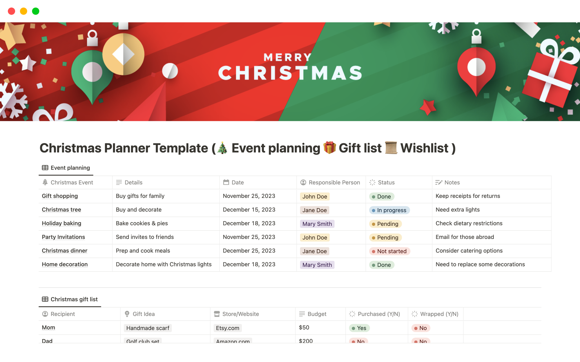 Christmas Planner Template (All-in-one) | Notion Template