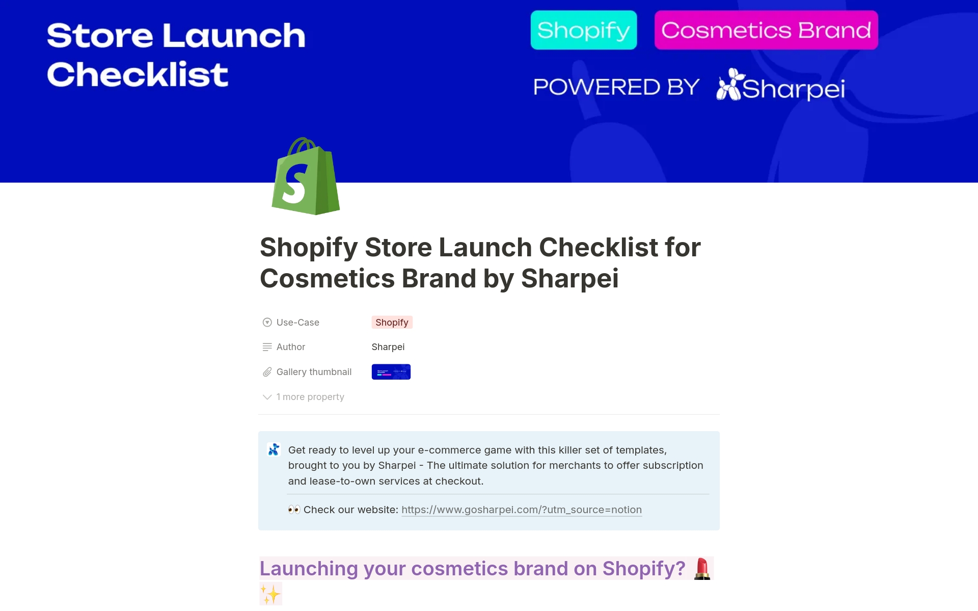 Shopify Store Launch Checklist by Sharpei Template | Notion Marketplace