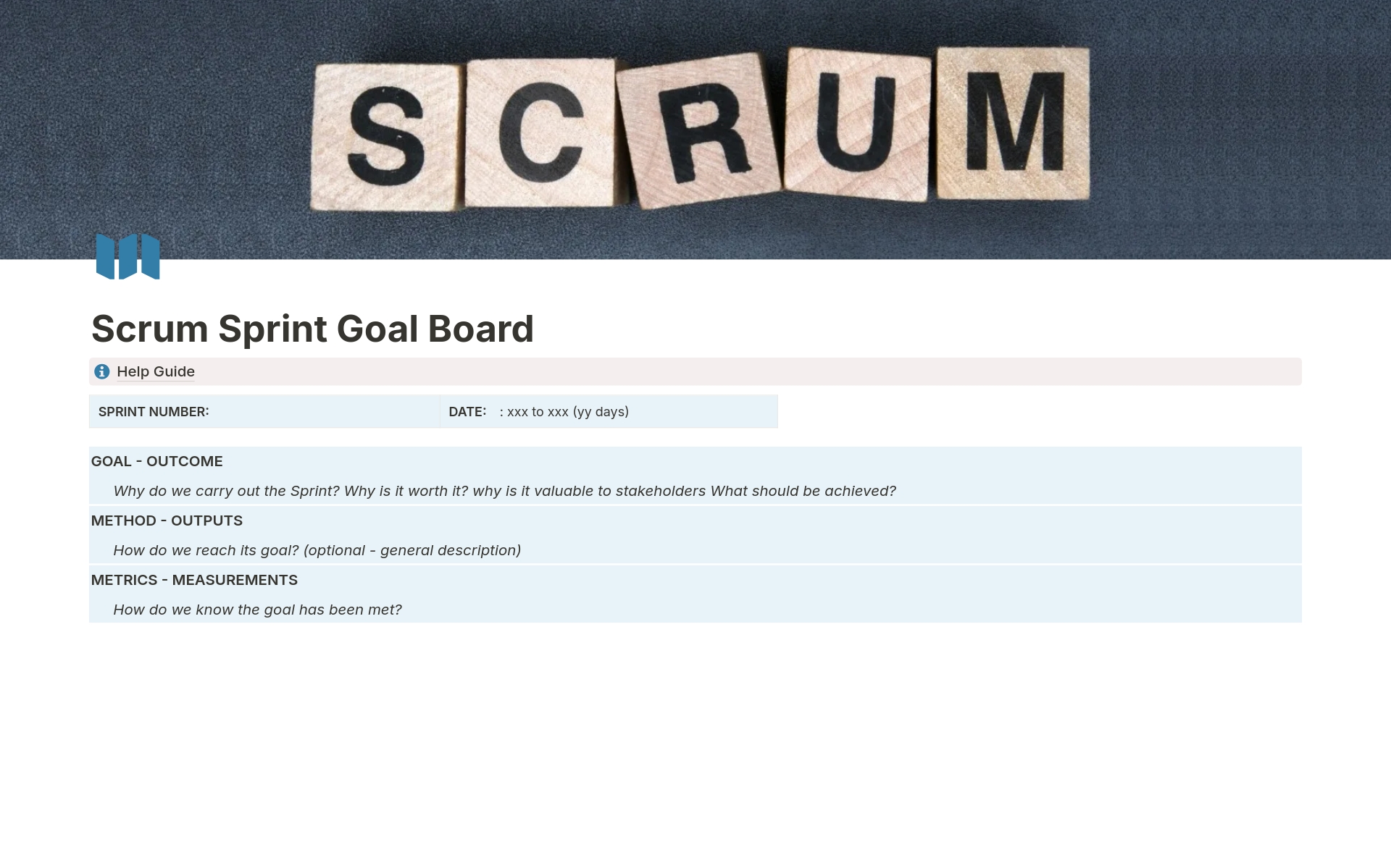 Scrum Sprint Goal Board のプレビュー