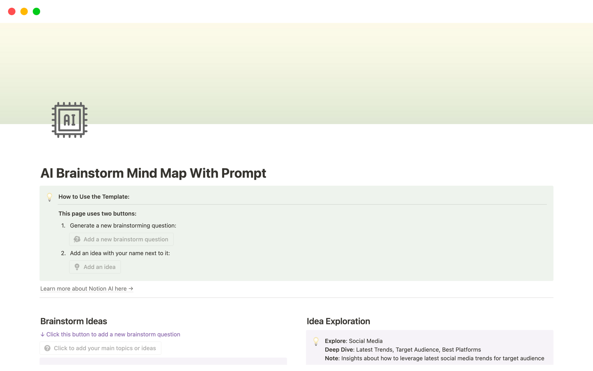 AI Brainstorm Mind Map With Prompt Template by Della Yang | Notion ...