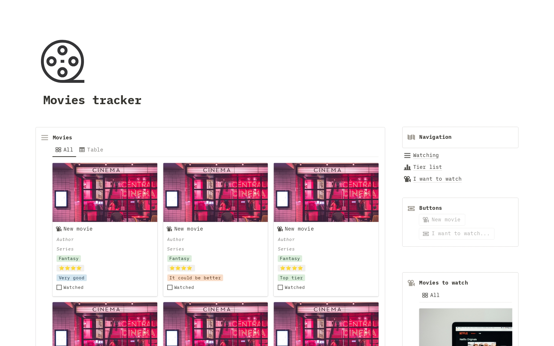 Movies Tracker のプレビュー