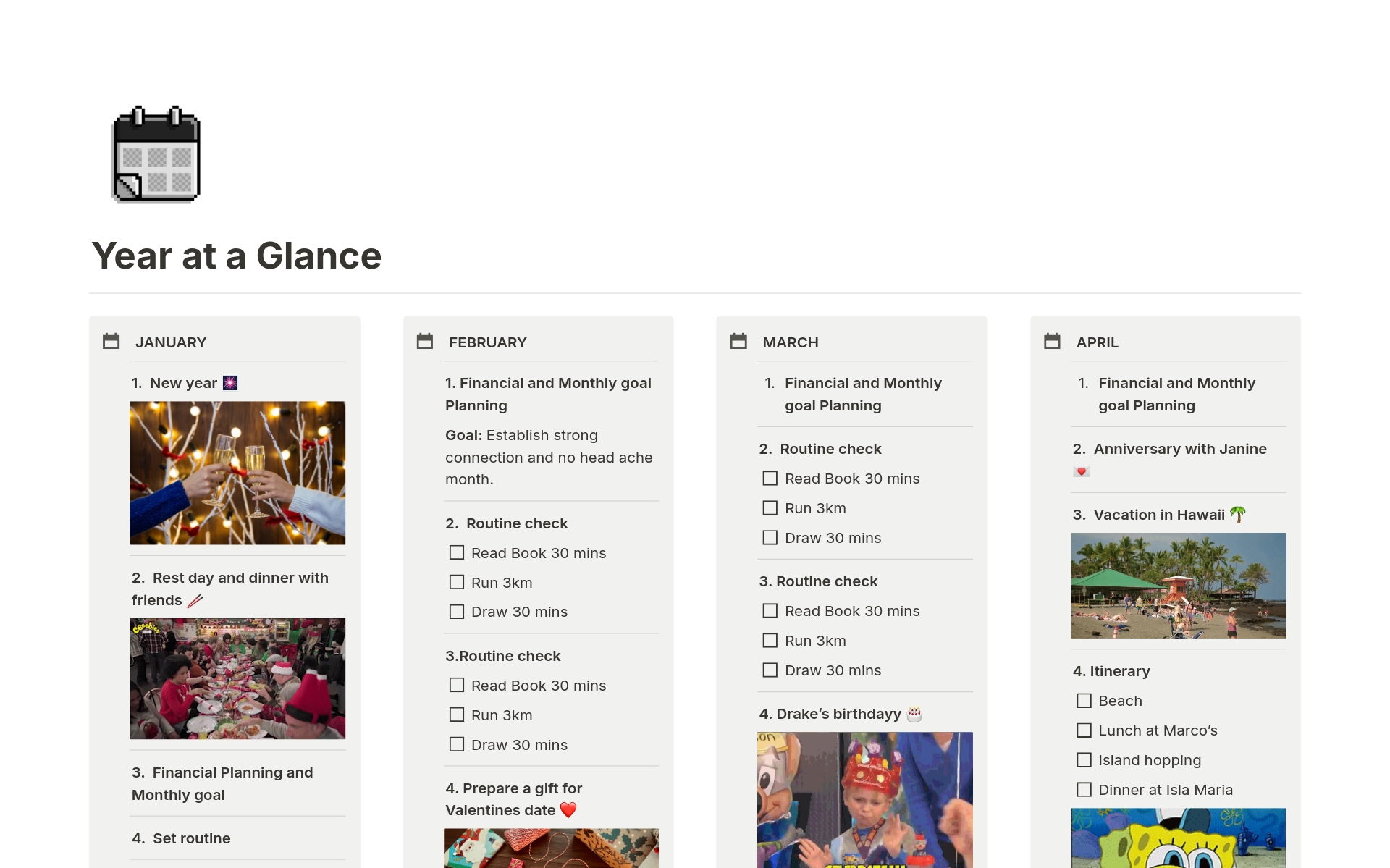 A Year at a Glance | Notion Template