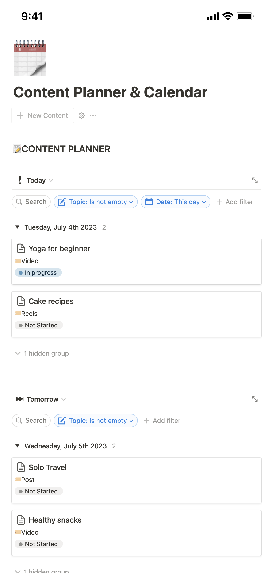 Notion Calendar Planner Template Free