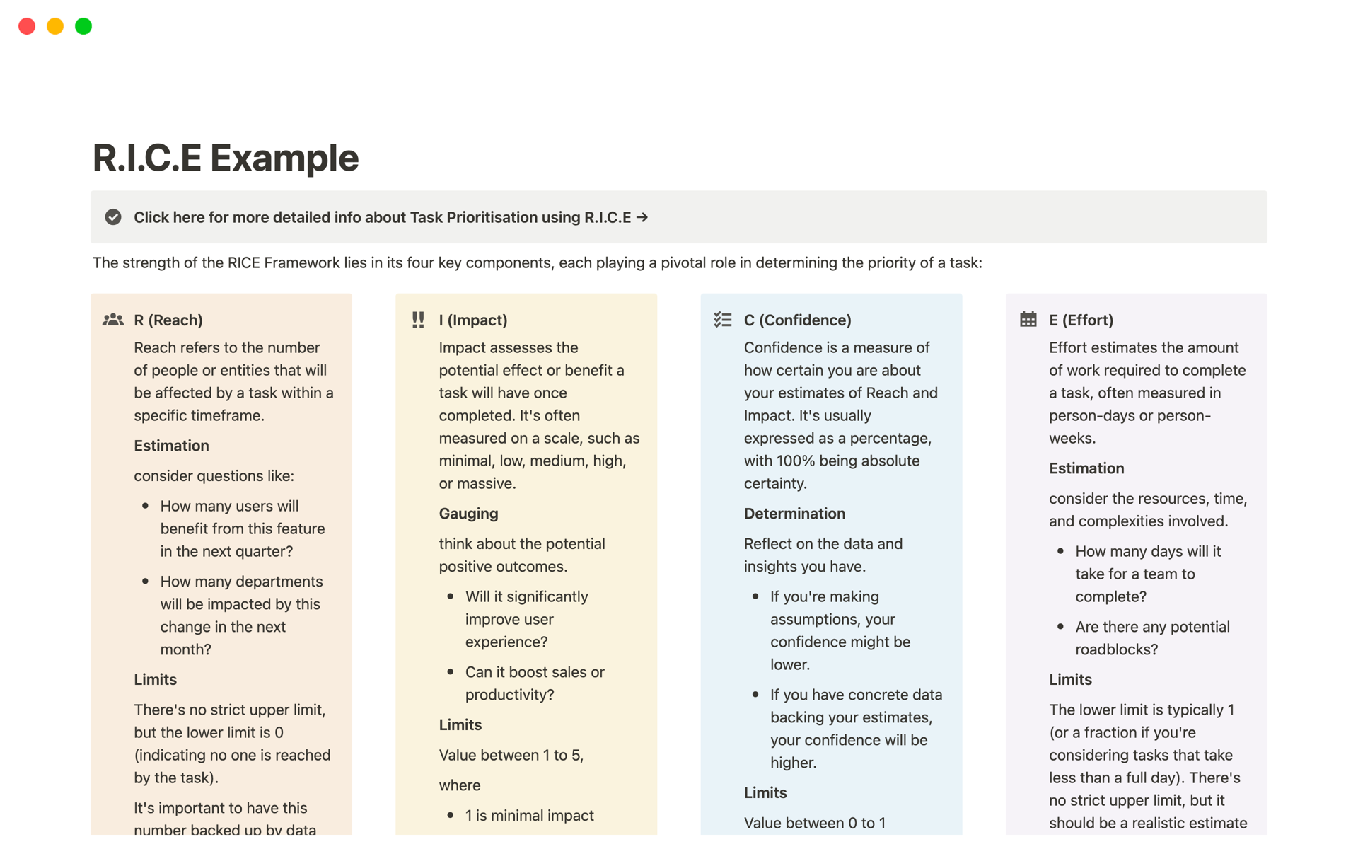 Rsa Modeling Rice Task Prioritisation using RICE Framework Template | Notion Marketplace
