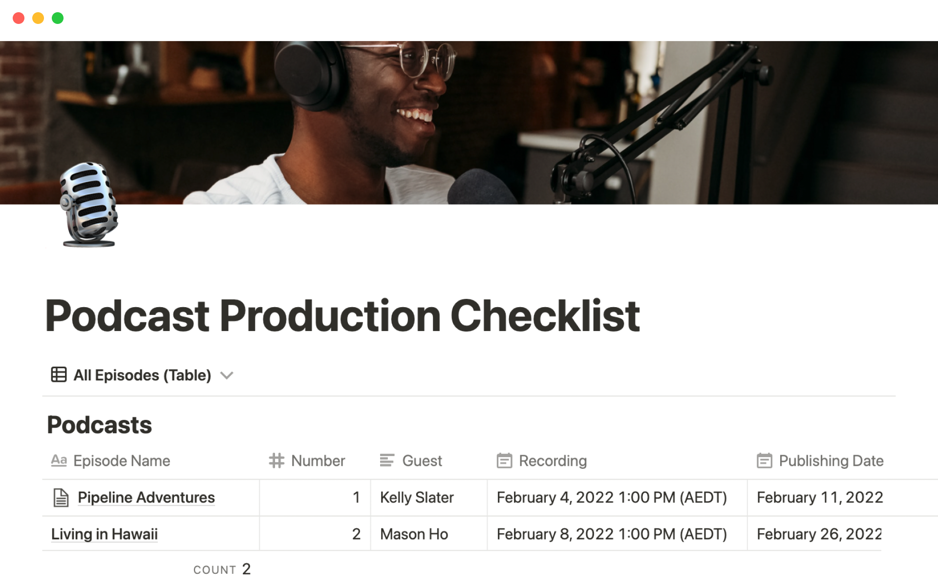 Podcast Production Template by Template Road Notion Marketplace