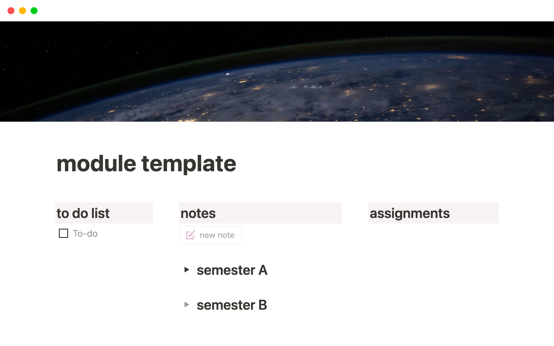 University Module Sizes University module template Template | Notion Marketplace