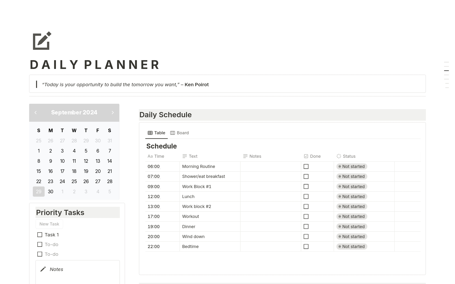 Daily Planner のプレビュー