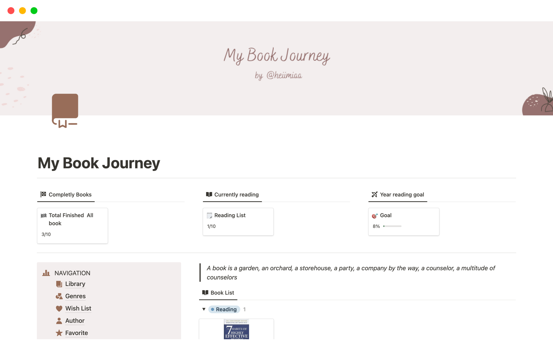 My Book Journey Template by Isti | Notion Marketplace