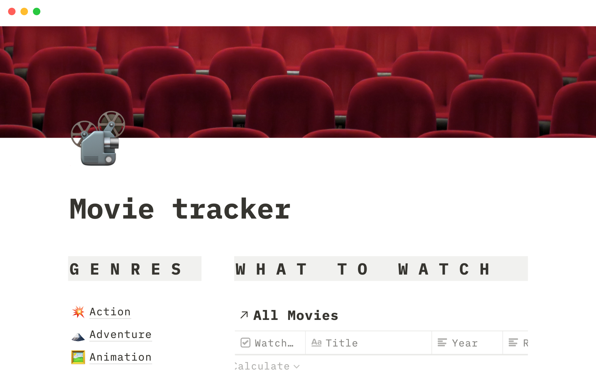 Movie tracker のプレビュー