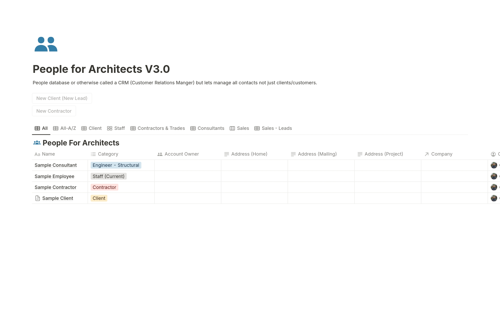 People Manager (CRM) for Architects V3.1 のプレビュー