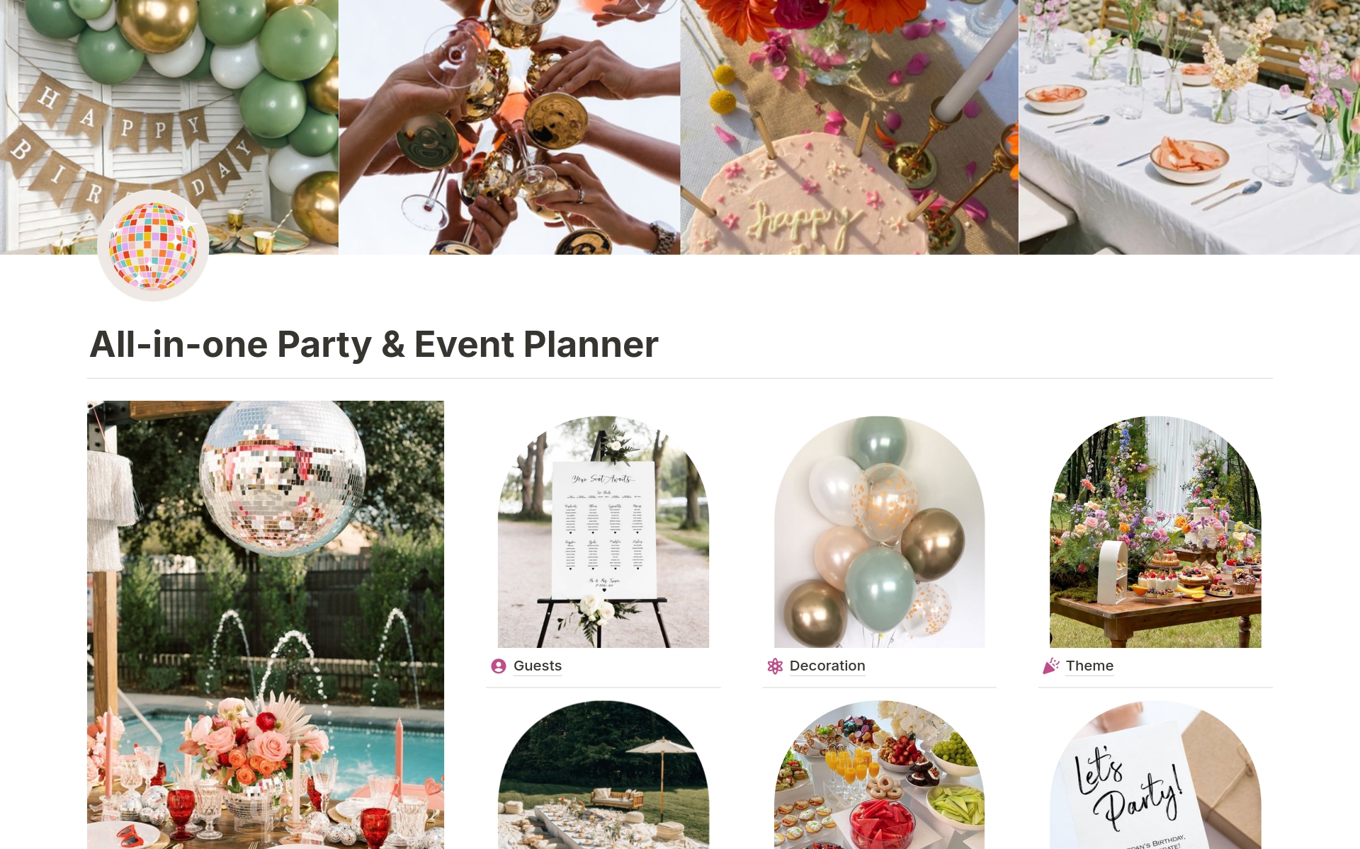 Party Organizer & Event Planner Template by Núria Gabàs | Notion ...