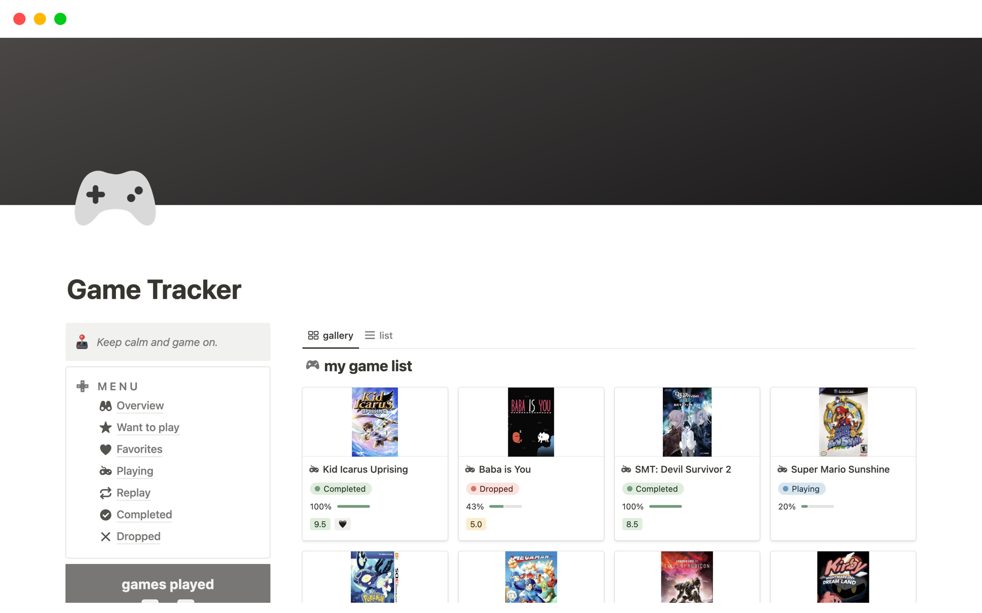 Gametracker String Game Tracker Template | Notion Marketplace