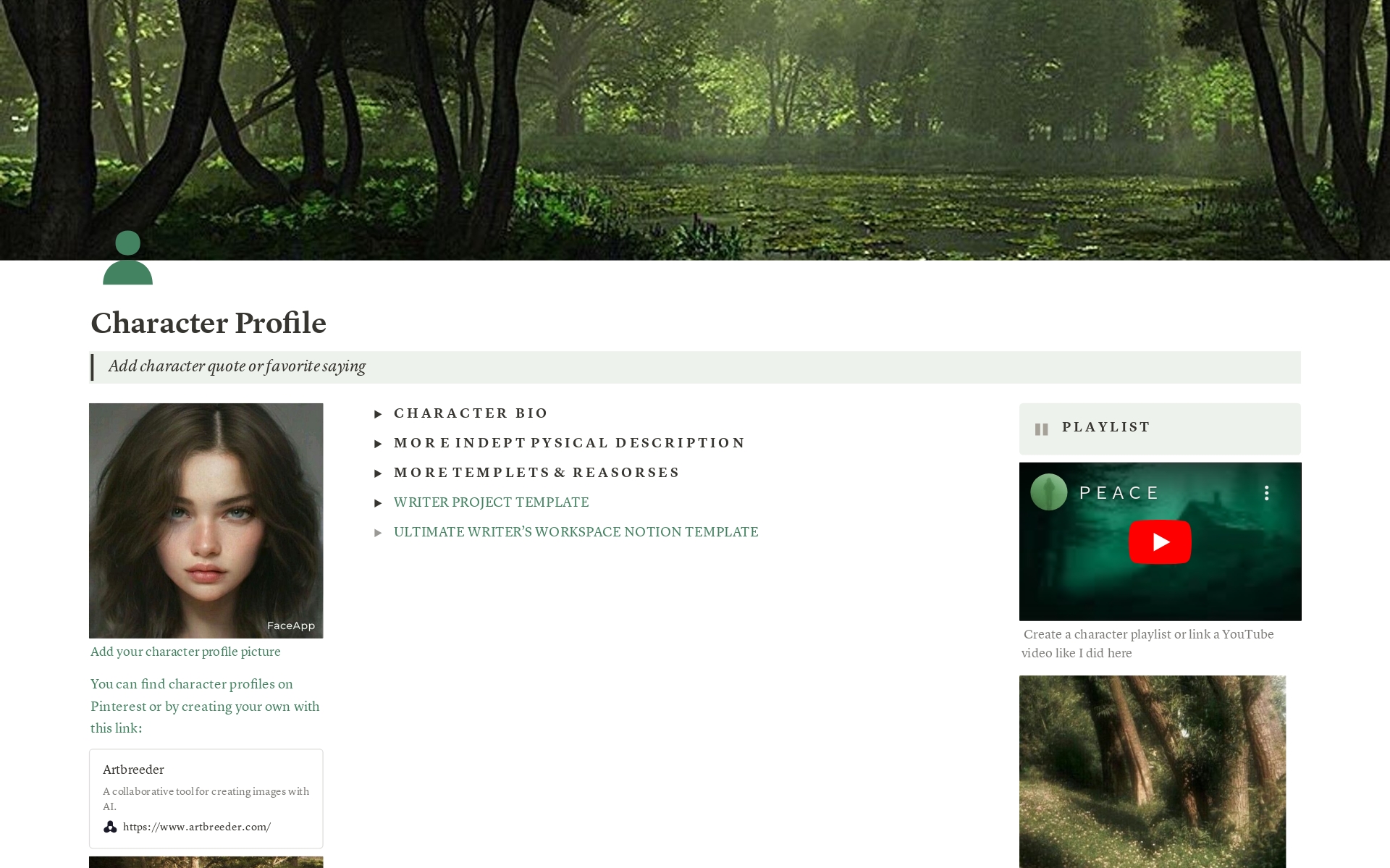 Basic Character Profile Template by Templates For Writers | Notion ...