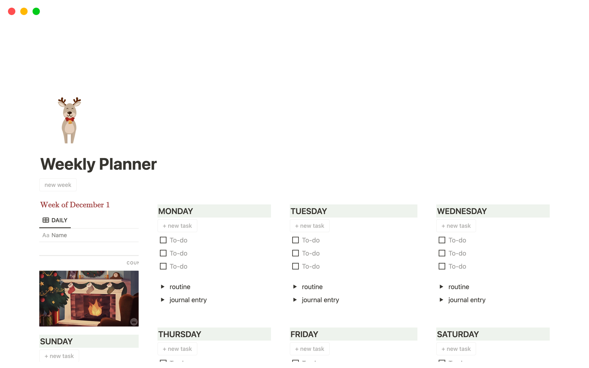 Weekly Planner | Notion Template