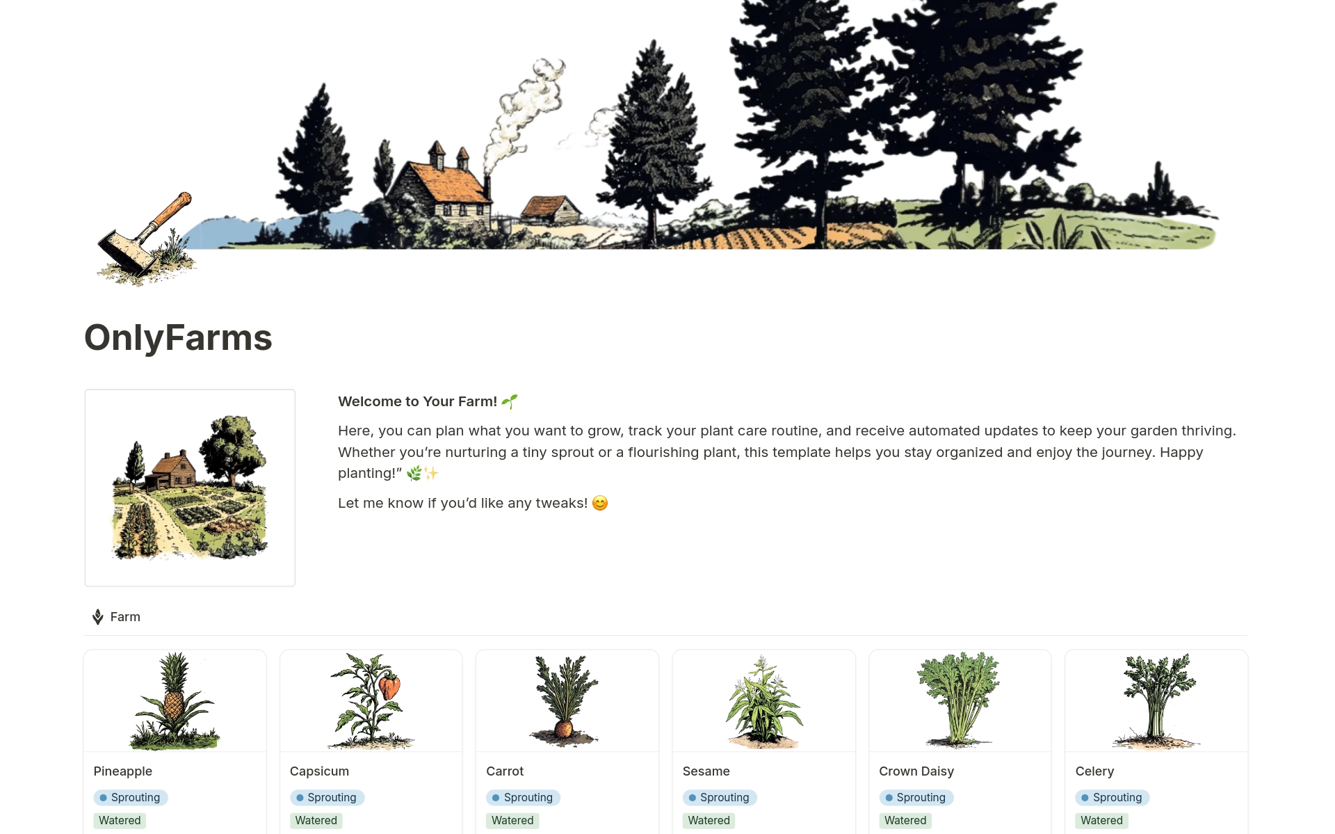 OnlyFarms - Aesthetic Plant Care Tracker のプレビュー