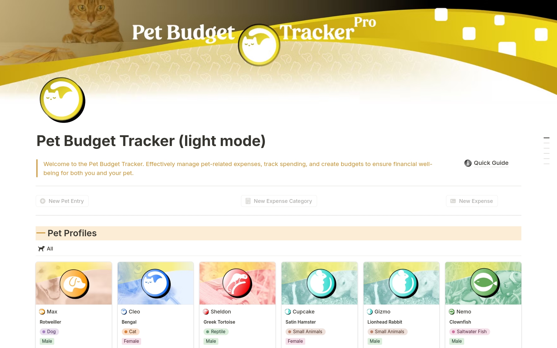 Pet Budget Tracker のプレビュー