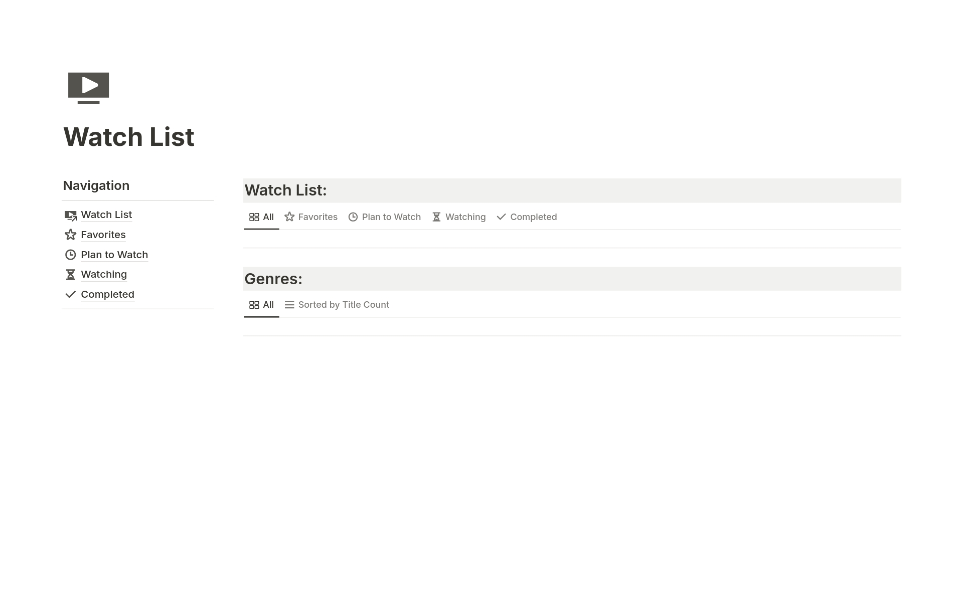 Simple Watch List Template by Zephi | Notion Marketplace